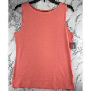Style & Co. Womens Size Small Salmon Rose Boatneck Tank Top 100% Cotton Sleevele